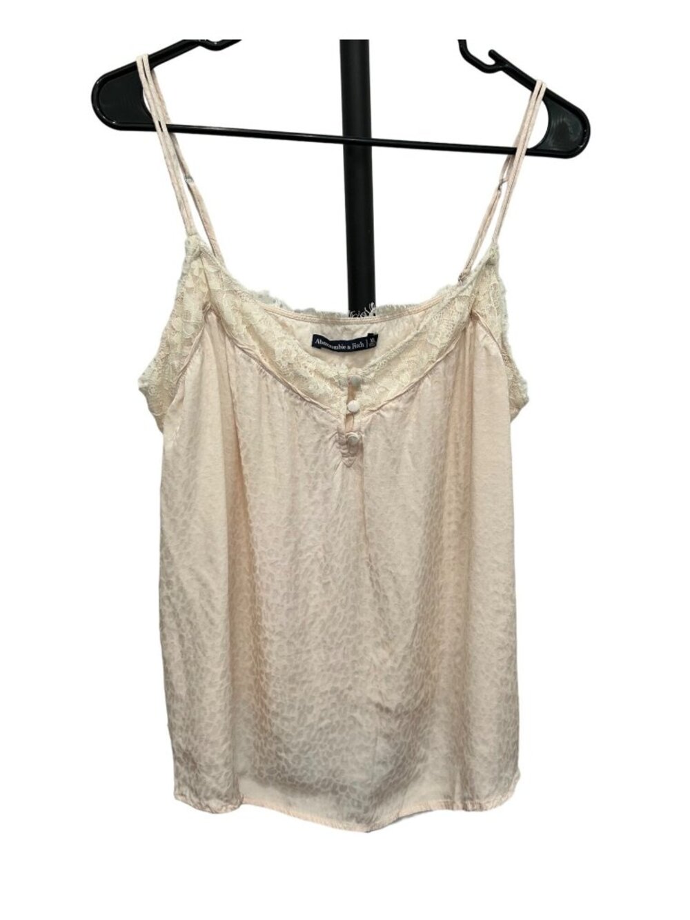 Abercrombie & Fitch XL Beige Lace Trim Cami Top Leopard Print 90s Y2K Babydoll